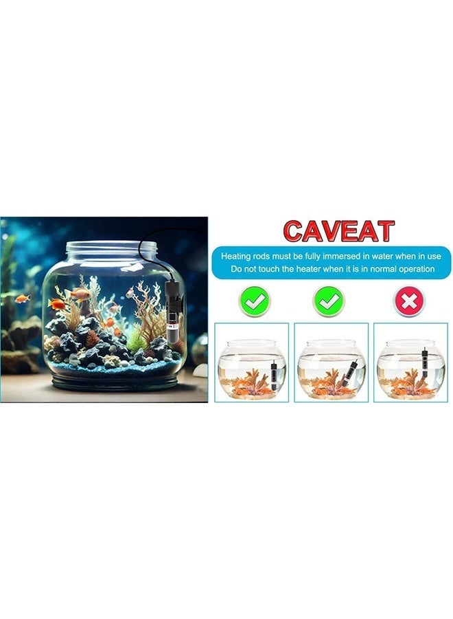 سخان حوض السمك، سخان حوض سمك صغير بمنفذ USB، سخان حوض سمك صغير قابل للغمر بقوة 10 وات/15 وات مع منظم حرارة بشاشة رقمية، درجة حرارة ثابتة تعمل بمنفذ USB لخزانات تصل سعتها إلى جالون واحد - Image 5